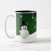 Green Snowman Winter Scene Mok met kerstmis (Links)