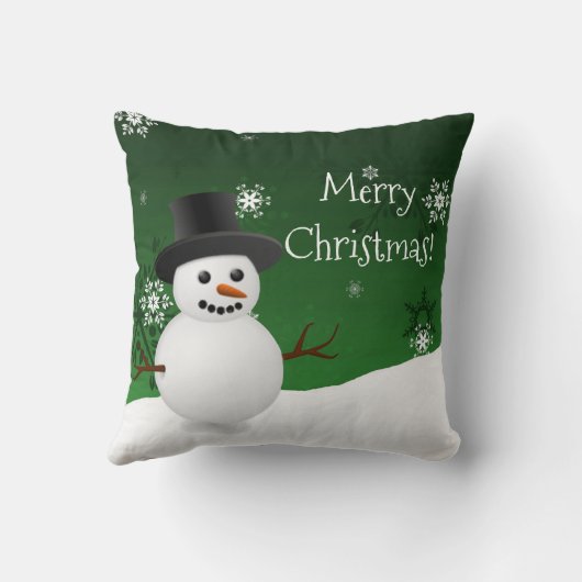 Green Snowman Winter Scene Sierkussen met kerstmis (Achterkant)
