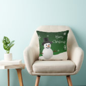 Green Snowman Winter Scene Sierkussen met kerstmis (Stoel)