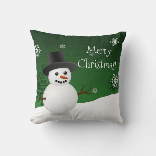 Green Snowman Winter Scene Sierkussen met kerstmis (Voorkant)