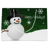 Green Snowman Winter Scenery kerstcadeau Groot Cadeauzakje (Voorkant)