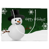 Green Snowman Winter Scenery kerstcadeau Groot Cadeauzakje (Achterkant)