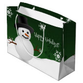 Green Snowman Winter Scenery kerstcadeau Groot Cadeauzakje (Achterkant Gekanteld)