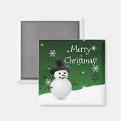 Green Snowman Winter Scenery kerstmagneet Magneet (Voorkant / Achterkant)