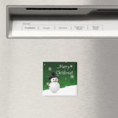 Green Snowman Winter Scenery kerstmagneet Magneet (Insitu (Vaatwasser))