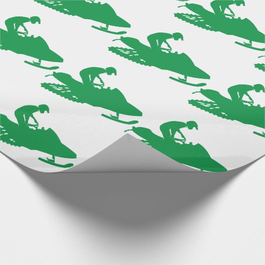 Green Snowmobile Cadeaupapier (Hoek)