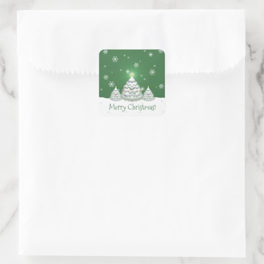 Green Snowy kerstboom Sticker (Tas)
