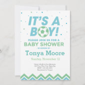 Green Soccer Baby shower Uitnodiging (Voorkant)