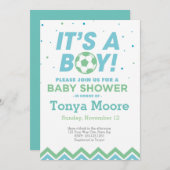 Green Soccer Baby shower Uitnodiging (Voorkant / Achterkant)