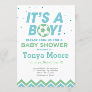 Green Soccer Baby shower Uitnodiging