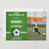 Green Soccer Birthday Invitations met foto Kaart (Voorkant)