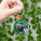 Green Soccer Player Photo High School Sleutelhanger (Hand)