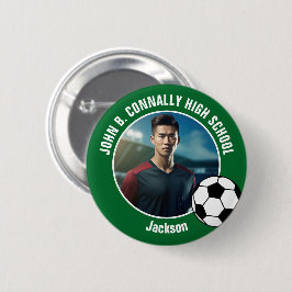 Green Soccer Player Photo High School Spirit Ronde Button 5,7 Cm