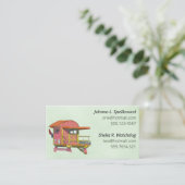 Green Social calling card-Pink Lifeguard Tower Visitekaartje (Staand voorkant)