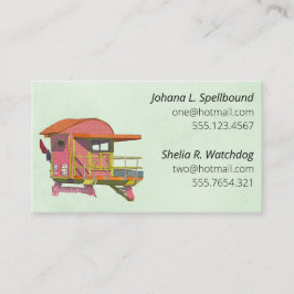 Green Social calling card-Pink Lifeguard Tower Visitekaartje