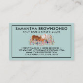 Green Soft Horse Riding Breeding Pony Floral Visitekaartje (Achterkant)