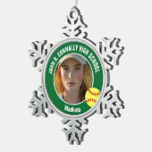 Green Softball Player Photo High School Keepsake Tin Sneeuwvlok Ornament (Rechts)