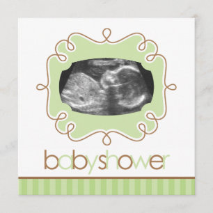 Green Sonogram Baby shower Kaart