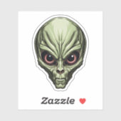 Green Space Alien Gezicht Griezelige Cartoon Alien Sticker (Vel)