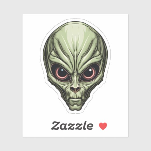 Green Space Alien Gezicht Griezelige Cartoon Alien Sticker (Vel)