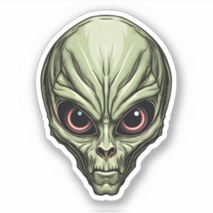Green Space Alien Gezicht Griezelige Cartoon Alien Sticker