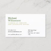 Green Spade Gardening Services Visitekaartje (Achterkant)