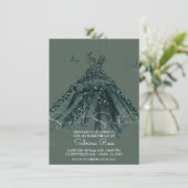 Green Sparkle Butterfly Dance Dress Sweet 16 Party Kaart (Staand voorkant)