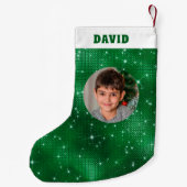 Green Sparkle Glitter Kleine Kerstsok (Achterkant)