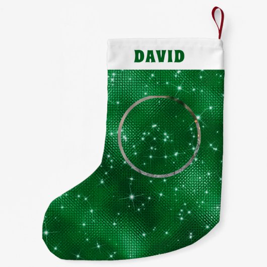 Green Sparkle Glitter Kleine Kerstsok (Achterkant)