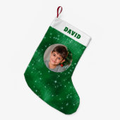 Green Sparkle Glitter Kleine Kerstsok (Voorkant (Hangend))
