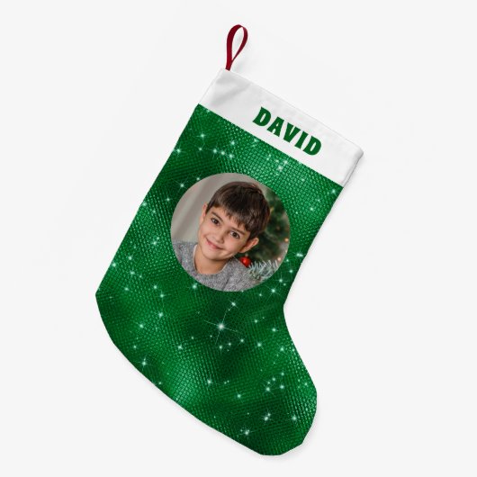 Green Sparkle Glitter Kleine Kerstsok (Voorkant (Hangend))