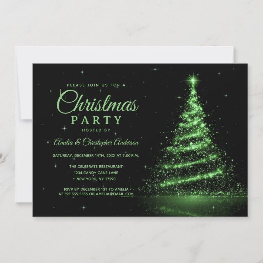 Green Sparkle Light Tree kerstfeest Kaart (Voorkant)