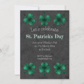 Green Sparkle Shamrock Grey St Patrick Day Kaart (Voorkant)