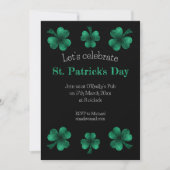 Green Sparkle Shamrock St. Patrick's Day Black Kaart (Voorkant)