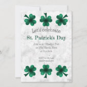 Green Sparkle Shamrock St. Patrick's Day party Kaart (Voorkant)