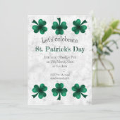 Green Sparkle Shamrock St. Patrick's Day party Kaart (Staand voorkant)