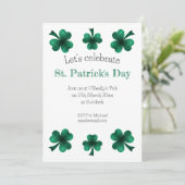 Green Sparkle Shamrock St. Patrick's Day White Kaart (Staand voorkant)
