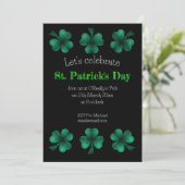 Green Sparkle Shamrock zwart St Patrick Day Kaart (Staand voorkant)