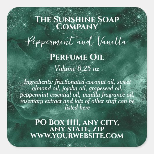 Green Sparkles Parfum Roller Fles Label (Voorkant)