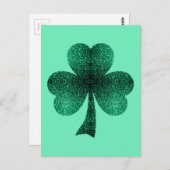 Green Sparkles Shamrock St. Patrick' Day turquoise Briefkaart (Voorkant / Achterkant)