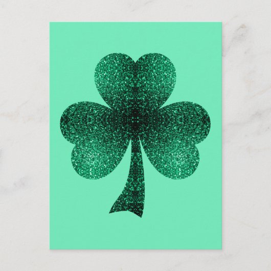 Green Sparkles Shamrock St. Patrick' Day turquoise Briefkaart (Voorkant)