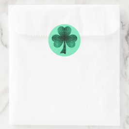 Green Sparkles Shamrock St. Patrick' Day turquoise Ronde Sticker