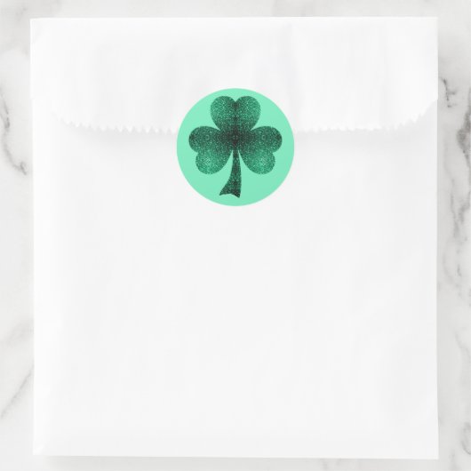Green Sparkles Shamrock St. Patrick' Day turquoise Ronde Sticker (Tas)