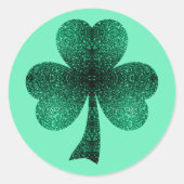 Green Sparkles Shamrock St. Patrick' Day turquoise Ronde Sticker (Voorkant)