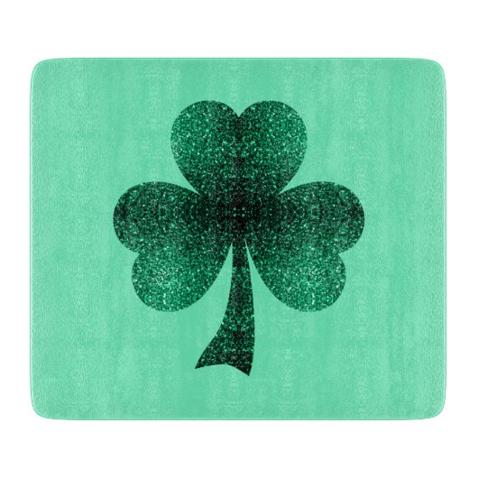 Green Sparkles Shamrock St. Patrick' Day turquoise Snijplank (Voorkant)
