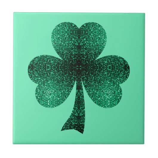 Green Sparkles Shamrock St. Patrick' Day turquoise Tegeltje (Voorkant)