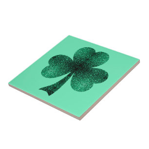 Green Sparkles Shamrock St. Patrick' Day turquoise Tegeltje