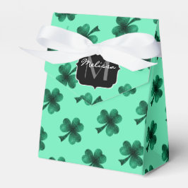 Green Sparkles Shamrock St. Patrick's Day Monogram Bedankdoosjes