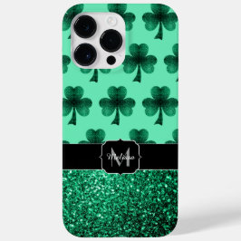 Green Sparkles Shamrock St. Patrick's Day Monogram Case-Mate iPhone Case