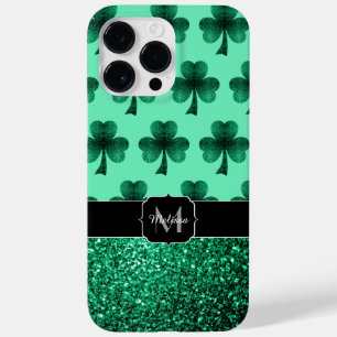 Green Sparkles Shamrock St. Patrick's Day Monogram Case-Mate iPhone Case